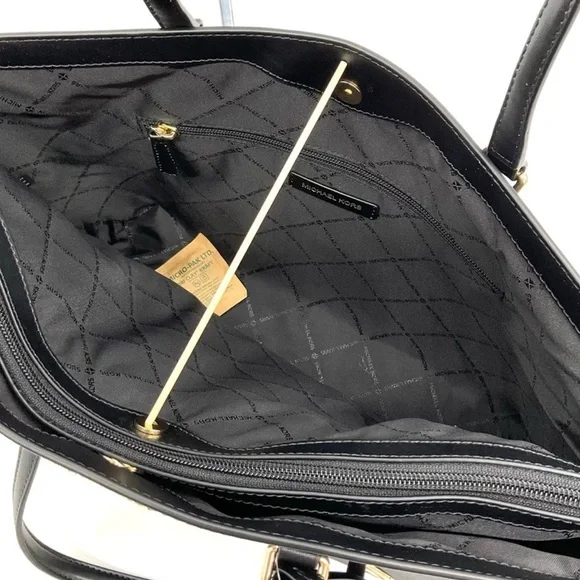 Michael Kors Bag Large Sheila Mf Tote Bag & Large Trifold Wallet Black/Gold - Picture 8 of 14